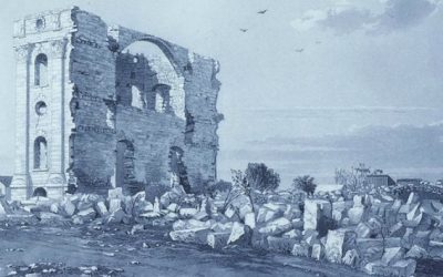 What happened to the Mormon temple property when the Mormons left Nauvoo?