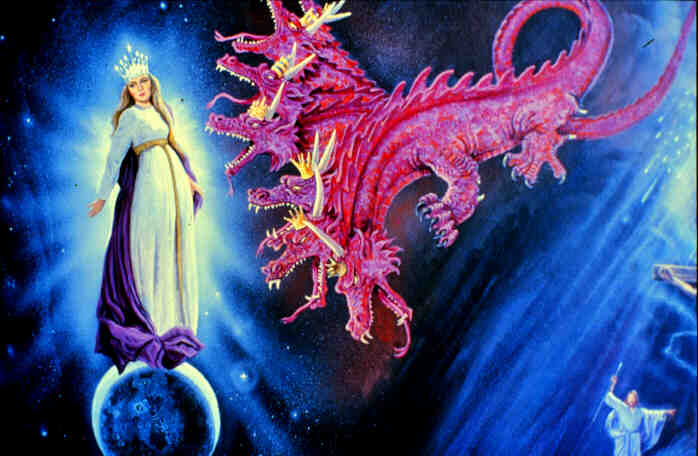 Who is the woman and the dragon spoken of in Revelation?