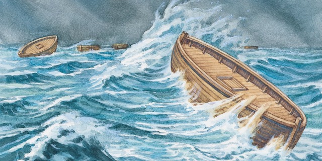 Sketch of Wooden Barges in Water | Discussion on Tight Like Unto a Dish Meaning in Reference to Brother of Jared Barges