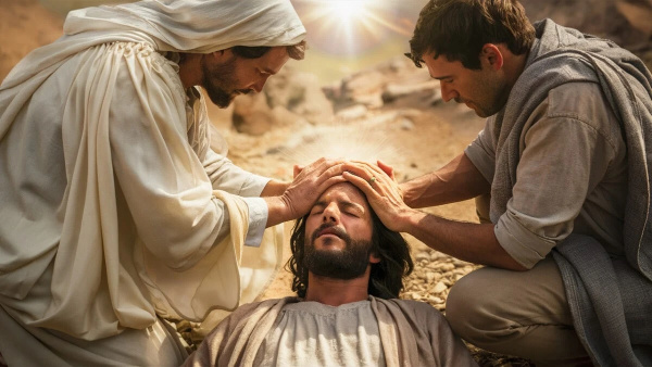 What is the history of the laying on of hands for the gift of the Holy Ghost?